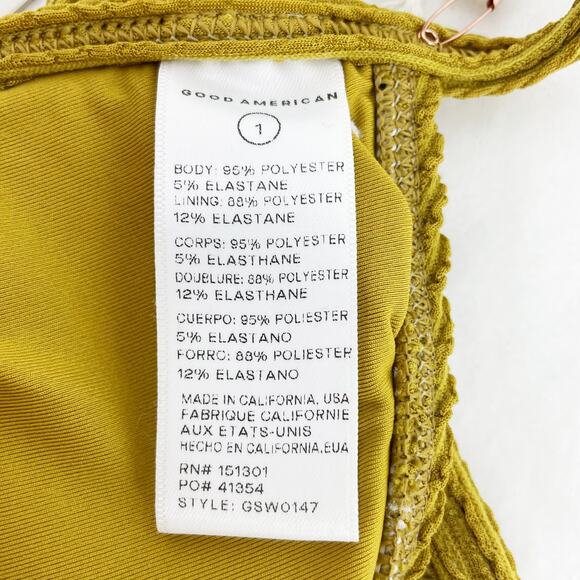 Good American Always Fits Triangle Bikini Top Size 1 Small Green Dirty Olive NWT - Picture 6 of 10